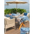 thumbnail image 6 of 54x80 Inch Outdoor Tablecloth with Umbrella Hole Zipper Rectangle Octopus Rectangular Tablecloths Outside Waterproof Blue Ocean Coastal Starfish Shell Coral Retro Patio Table Cover for Picnic Party, 6 of 8