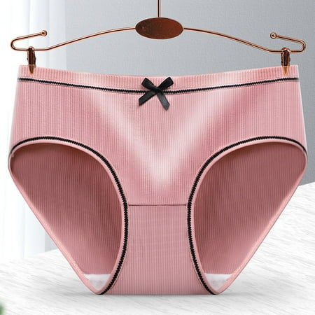 

Girls Seamless Underwear with Bowknot Decor Breathable Rib Fabric Sweet Bikini Panties for Women 2XL Bean Paste