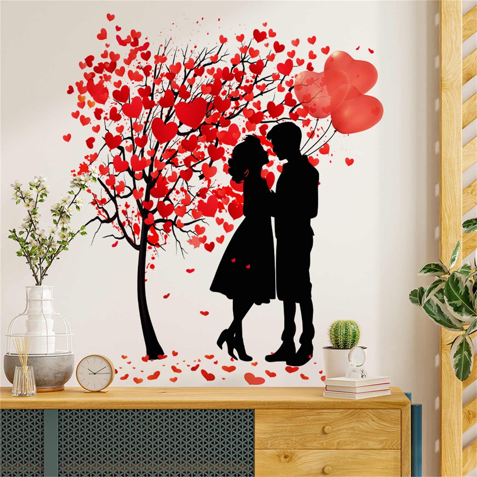 REZUOFI 4 PCS Valentine's Day Heart Stickers - Static Cling Window Decor, Reusable Holiday Wall Decals for Romantic Home & Party Decorations