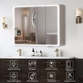 thumbnail image 3 of 32" x 28" Bathroom Medicine Cabinet with LED Lights and Mirror, Recessed/Wall Mounted Bathroom Cabinet with Lights and Storage, Double Doors, Defogger, Dimmer, Tempered Glass, LED Medicine Cabinet, 3 of 13