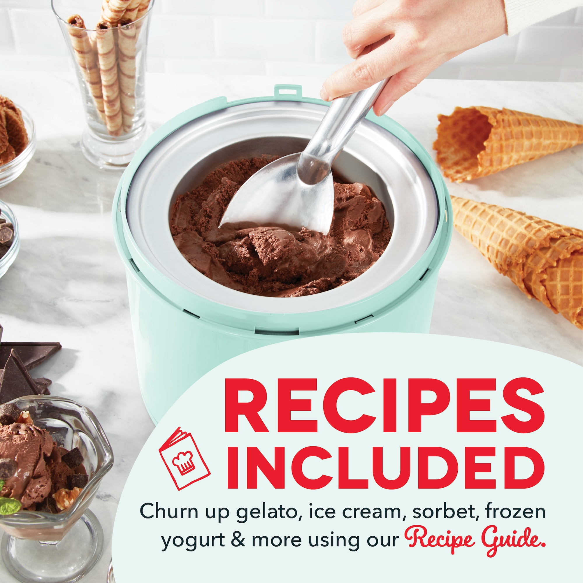 Dash Deluxe Gelato & Ice Cream Maker, 2qt, Aqua