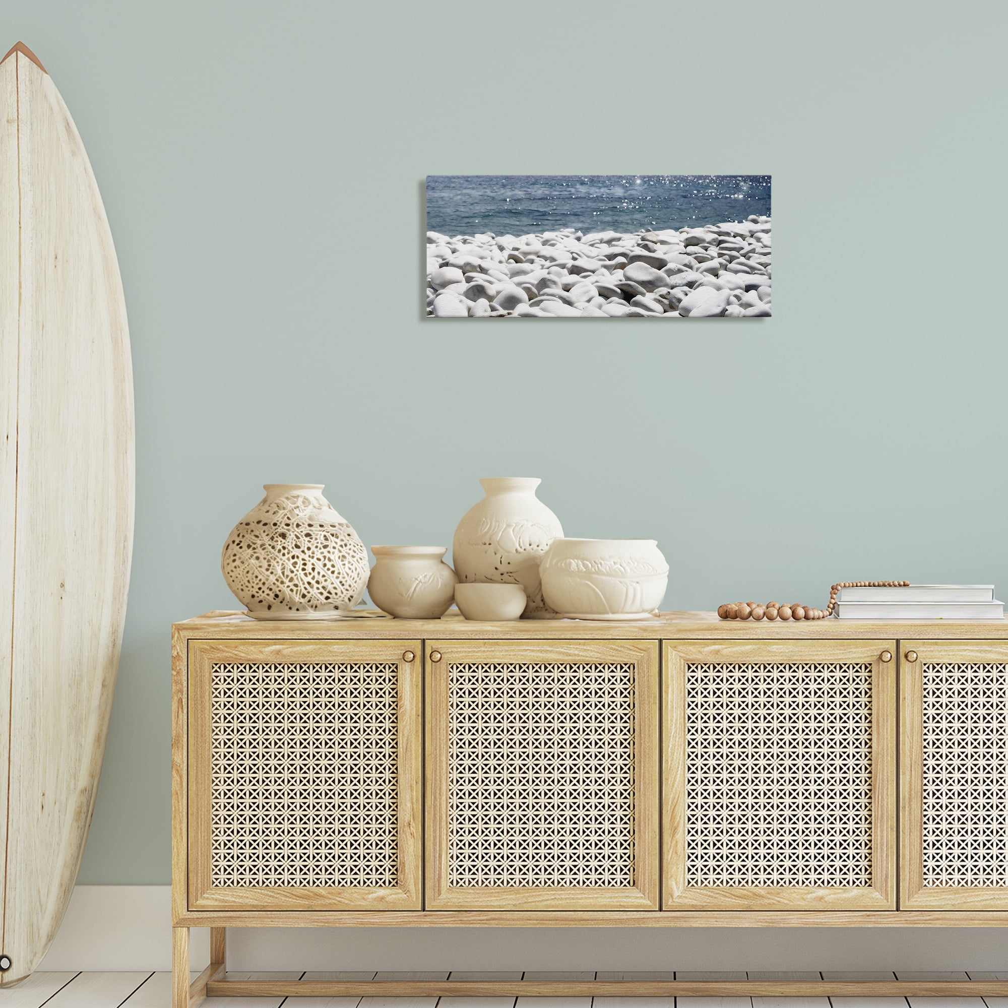 Stupell Industries Greek Pebbles Shore Landscape & Nature Photography Wrapped Canvas Art Print Wall Art, 30 x 13