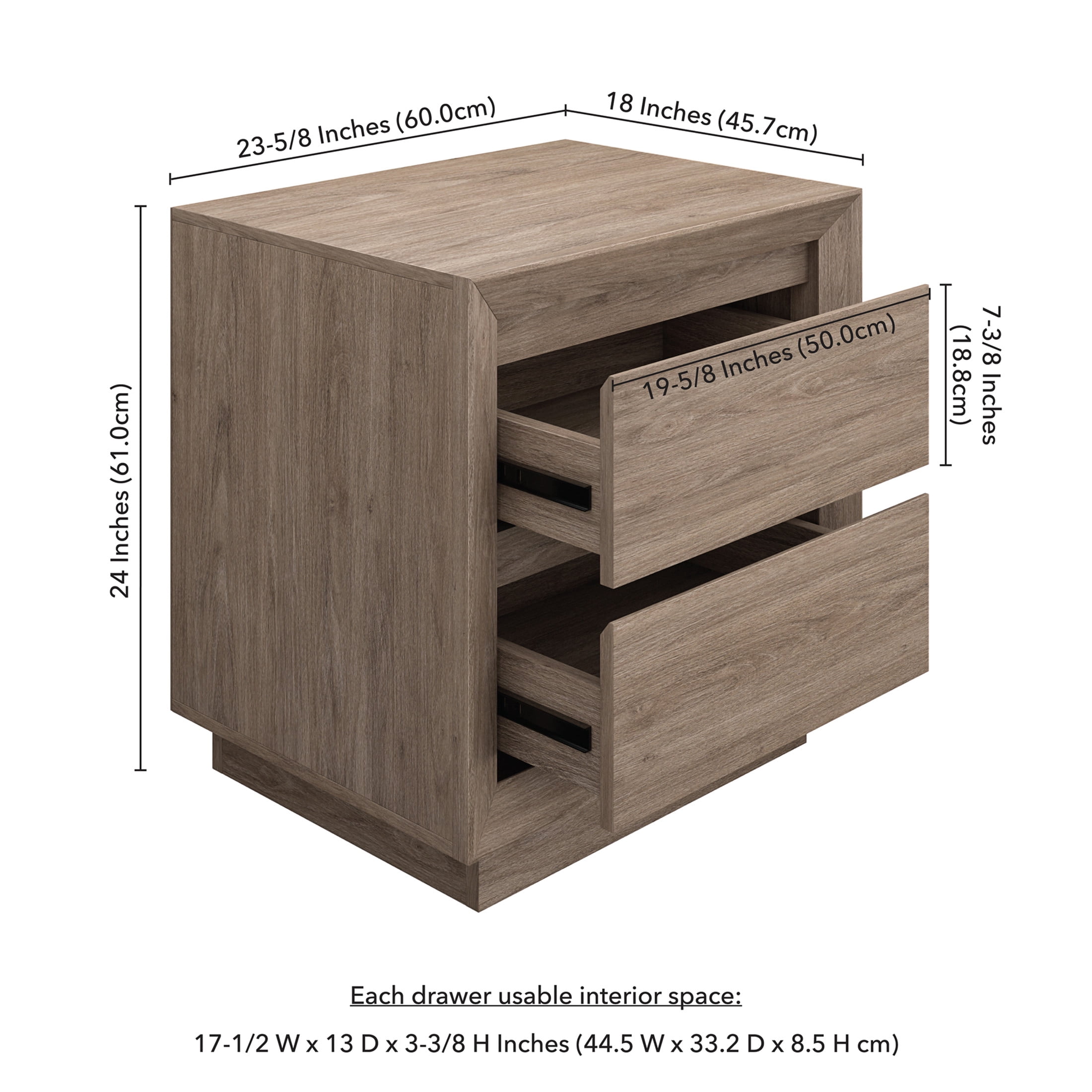 Evelyn&Zoe Modern/Contemporary 24" Wide Antiqued Gray Oak Nightstand