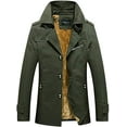 thumbnail image 1 of Men's Winter Plus Velvet Mid-Length Slim with Epaulettes Trench Coat, 1 of 6