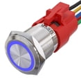 thumbnail image 1 of APIELE 19mm Momentary Push Button Switch On Off Stainless Steel with 12V LED Angel Eye Head for 19mm 3/4 Mounting Hole with Wire Socket Plug Self-Reset (Blue), 1 of 5
