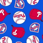 MLB Philadelphia Phillies 58" 100% Polyester Fleece Sports Logo Fabric By the Yard, Blue Red and White