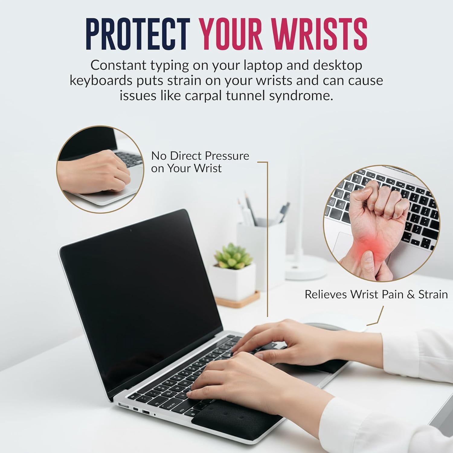 WavePads by – Original Two Pack Adjustable Wrist Rests for Laptop and Keyboard Ergonomic Memory Foam Laptop Wrist Pads for Wrist Pain & Carpal Tunnel Relief, Memory Foam Wrist Support Pad