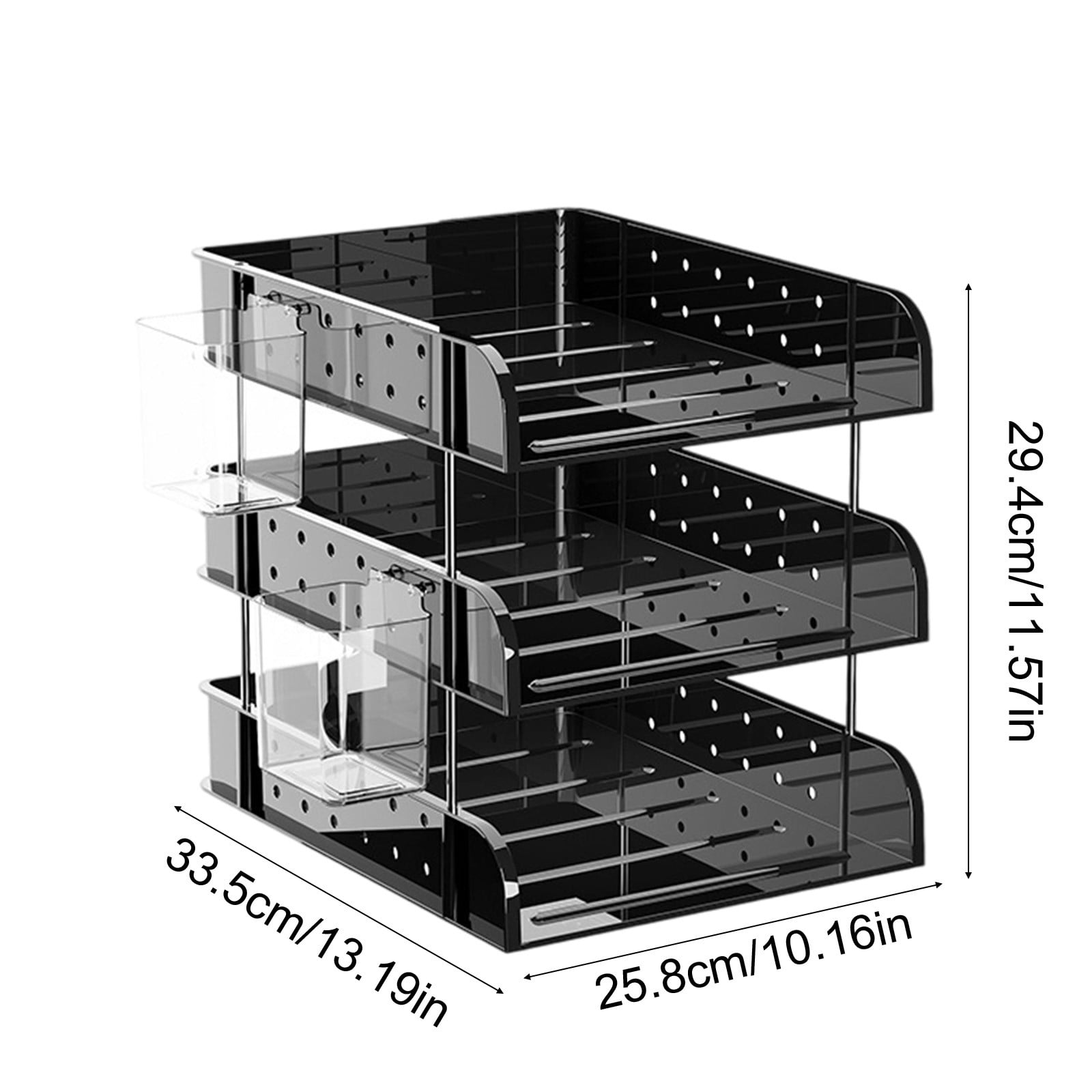 Usloyux Under $5 Desk Organizer and Storage,3 Tier Desktop File Organizer, Acrylic Clear Stackable Desktop Paper Organizer Letter Tray Shelf for File Paper, Letter, A4 File, Books, Notes