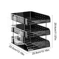 thumbnail image 5 of CQCYD under $5 3 Tier Acrylic Paper Tray Organizer with Pen Holder, Clear Stackable Desktop Paper Organizer Letter Tray Shelf, Shelf Office Organizer for File Paper, Letter, Office File, Books, Notes, 5 of 9