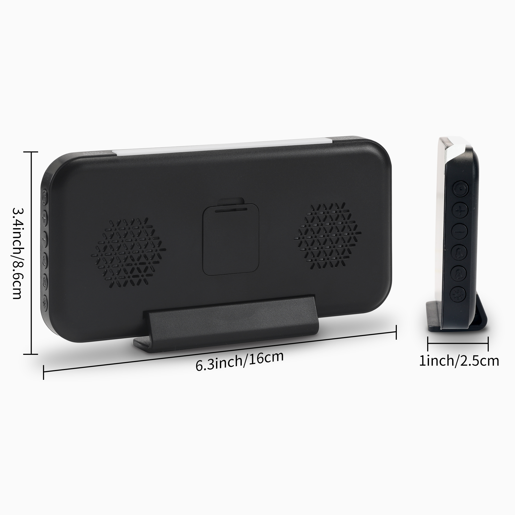 Unique Bargains Loud Alarm Clock Black Housing With White Light 6.3"L x 1.0"W x 3.4"H