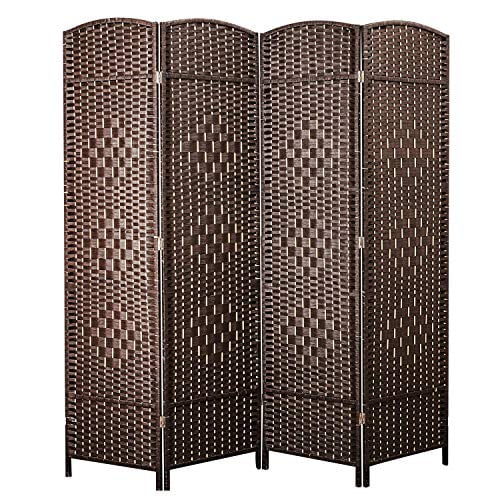 COCOSICA Weave Fiber Room Divider, Natural Fiber Folding Privacy Screen