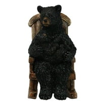 Rustic Forest Mama Black Bear With Sleeping Cub On Rocking Chair Figurine