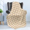 thumbnail image 4 of Vintage Soft Flannel Fleece Blanket, Old Fashioned Checkered Pattern in Shabby Colors Geometric Classical, Cozy Plush for Indoor and Outdoor Use, 50" x 60", Orange White Cadet Blue, by Ambesonne, 4 of 5