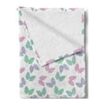thumbnail image 2 of Dahlia Soft Flannel Fleece Throw Blanket, Colorful Butterfly on Soft Toned Floral Background Repetitive Romantic, Cozy Plush for Indoor and Outdoor Use, 50" x 70", Pink Ceil Blue, by Ambesonne, 2 of 5