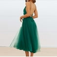 thumbnail image 6 of Sundresses for Women Casual Summer - Womens Spaghetti Strap Tulle Dress Sleeveless V Neck Backless High Waist Cocktail Party Midi Dresses with Belt, 6 of 7
