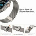 thumbnail image 3 of Milanese Loop Strap for Apple Watch Band Ultra 2 49mm 46mm 45mm 44mm 42mm Stainless Steel Metal for iWatch Series 10 9 8 7 6 5 4 (Titanium,42 44 45 46 49mm), 3 of 7