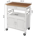 thumbnail image 5 of eHemco Kitchen Island Cart on Wheels with Drawer, Storage Cabinet, Shelf and Natural Bamboo Top Butcher Block, 35.5 Inches Height, White Base, 5 of 10