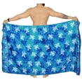 thumbnail image 5 of LA LEELA Men's Swim Trunk Beachwear Sarong Pareo Wrap One Size Allover Turtle, Blue Summer Vacation Party, 5 of 5