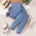 thumbnail image 3 of HCNTES Baby Boy Winter Clothes Toddler Boys Cotton Sets, 2 Pieces Long Sleeve Checkered Patchwork Long Sleeve Sweatshirt Pullover Tops + Drawstring Joggers Pants Sweatpants Outfit Set, 3 of 5