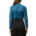 thumbnail image 3 of INSPIRE CHIC Women's Floral Lace Sheer Open Front Bolero Shrug Cropped Cardigan XL Blue, 3 of 6
