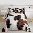 thumbnail image 2 of Homewish Rustic Farmhouse Cowhide Queen Comforter Set,Country Cattle Print Bedding Sets,White Brown Bedding Comforter Set For Bots Kids,Microfiber Bedroom Decor Reversible,3 Pieces, 2 of 8