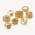 thumbnail image 2 of E.B.belle  Luxury Full Rhinestone Heart Wide Facted Rings 18K Gold Plated Stainless Steel Women Men Exaggerated Charm, 2 of 7