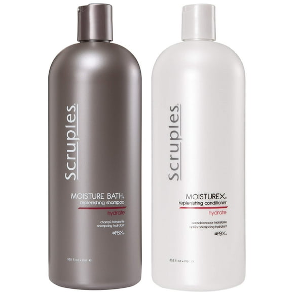 Scruples Moisture Bath Shampoo & Moisturex Conditioner Set - Nourishing & Moisturizing Duo Hair Care Products for Dry, Damaged, and Frizzy Hair Repair - Damaged Hair Repair Kit (33.8 oz)