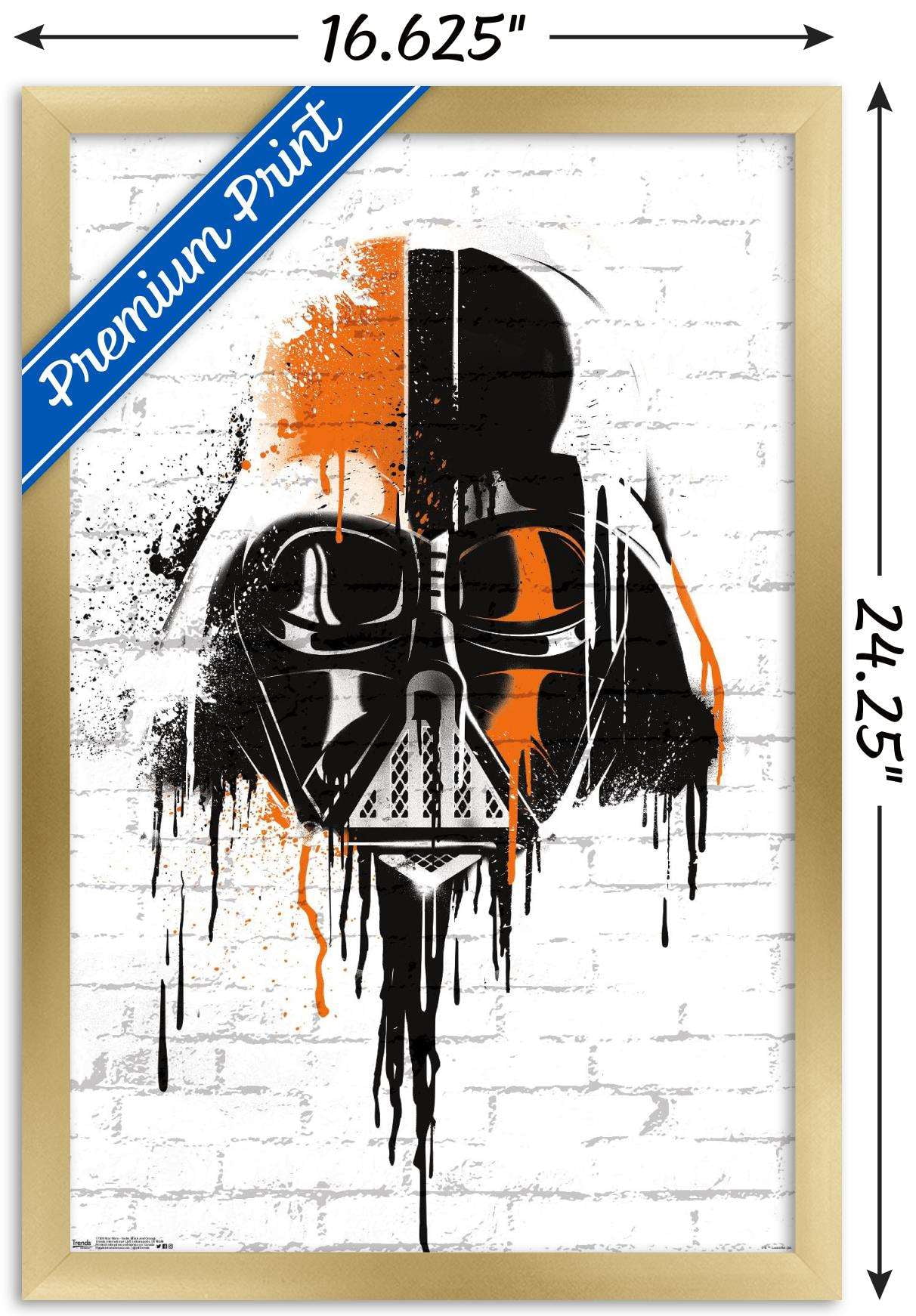 Star Wars: Saga - Vader Black And Orange Wall Poster, 14.725" x 22.375", Framed