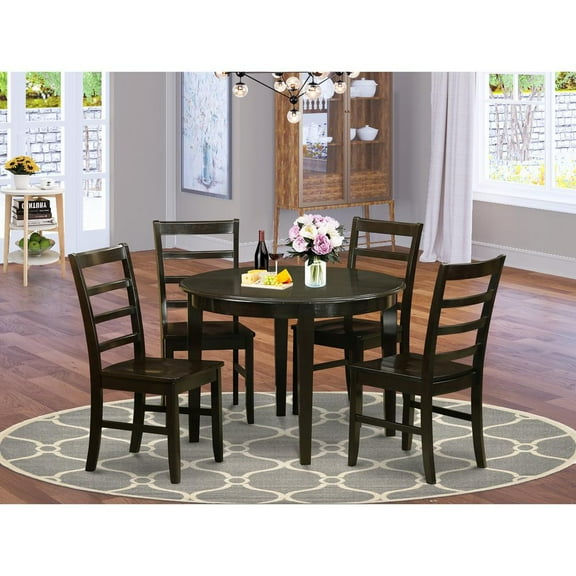 East West Furniture Boston 5-piece Wood Table and Dining Chair Set in Cappuccino
