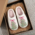 thumbnail image 2 of Daznico Women's Plush Slippers Non- Cozy Indoor Outdoor Bow Christmas Tree Design Warm House Shoes,Size:9, 2 of 9