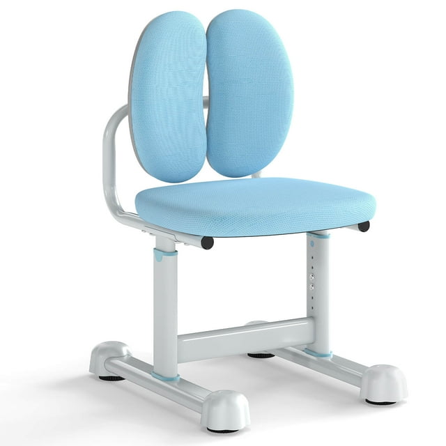 Costway Chaise de Bureau pour Enfants avec Double Soutien Dorsal Hauteur Réglable Chaise d'Ordinateur Rembourrée Bleu