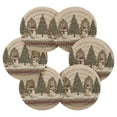 thumbnail image 2 of 6 Pcs Drink Coasters with Holder 3.94in Woven Coasters for Drinks Snowmen and Deer in The Forest Coaster Set for Protection Table, 2 of 7