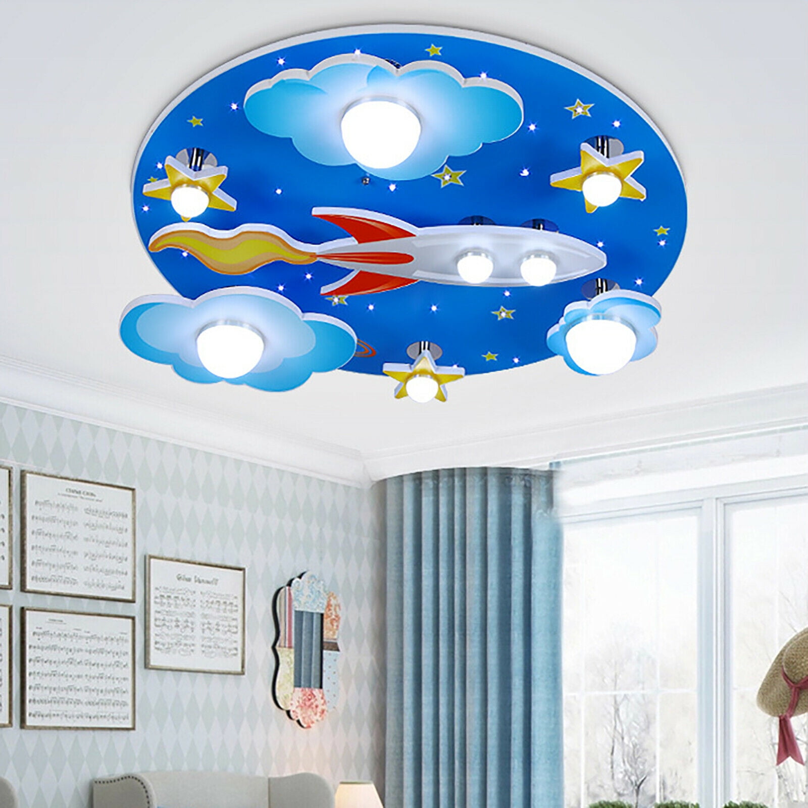 Wuzstar Modern Cartoon Rocket Ceiling Light Cloud Star to Ceiling Light LED Mount Light for Childrens Room - Walmart.com