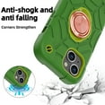 thumbnail image 6 of Rugged Case for iPhone 15 Ring Holder Kickstand Cover with Screen Protective Film, Heavy Duty Triple-Layers Military Grade Hybrid Shockproof Drop Resistant Case, Green+Gold, 6 of 6