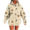 thumbnail image 2 of Women's Halloween Hoodies Pumpkin Ghost Print Oversized Pullover Long Sleeve Drawstring Sweatshirt Spooky Tops with Pocket, 2 of 5