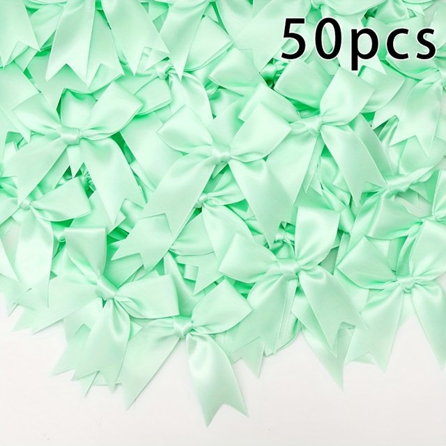 Dsseng 50pcs Pink And White Ribbon Bows 3.3” Glamorous Decorations For Weddings Festivals And DIY Crafts Presents Packaing Gift Basket Decor Birthday Wrap Holiday Decor Office Dec