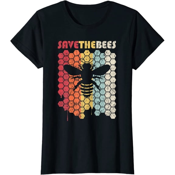 Women Save The Bees Shirt Retro Style Climate Change Short Sleeve Casual T-Shirt
