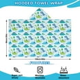 thumbnail image 2 of LightBlue Cartoon Dinosaurs Trees Stars Pattern Hooded Bath Towel，60"x35" for Ages 3 To 12 Kids, Quick Dry Lightweight Soft Microfiber Hood Beach Towel Cover Up for Kids, 2 of 7
