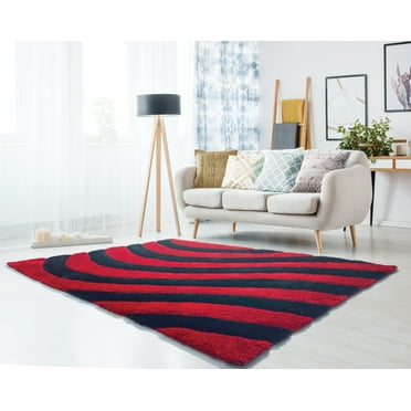 United Weavers of America Abstract Shag Contemporary Area Rugs, Black