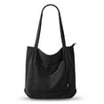 thumbnail image 1 of Bolso de mano de pana para mujer, bolsos hobo de hombro grandes, bolsos casuales, bolso de trabajo de compras de gran capacidad (negro), 1 of 5