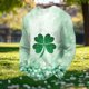 thumbnail image 4 of Ceisia Men's Loose Fit Waffle Knit Sweatshirt - St. Patrick's Day Glittery Festive Print Green S Gifts, 4 of 5