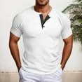 thumbnail image 2 of Men's Casual T-Shirts Short Sleeve Button Design Comfortable Wear for Everyday Outdoor Activities, 2 of 4