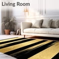 thumbnail image 2 of ODIKA 3'x5' Machine Washable Non-Slip Area Rug, Black Gold Stripe Contemporary High Traffic Rug, Gold, 87352, 2 of 7