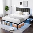 thumbnail image 2 of Bexfil Full Size Upholstered Bed Frame with Metal Slat Support, Metal Platform Bed Frame Charging Station Mattress Foundation, Gray, 2 of 8