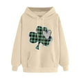 thumbnail image 2 of Women's St Patrick'S Day Loose Sweatshirt Pullover Clover Print Casual Irish Pullover Tops Khaki XL, 2 of 4