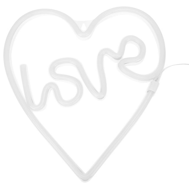 1pc LED Forma de corazón lámpara decorativa neón luz amor letra diseño luz blanca
