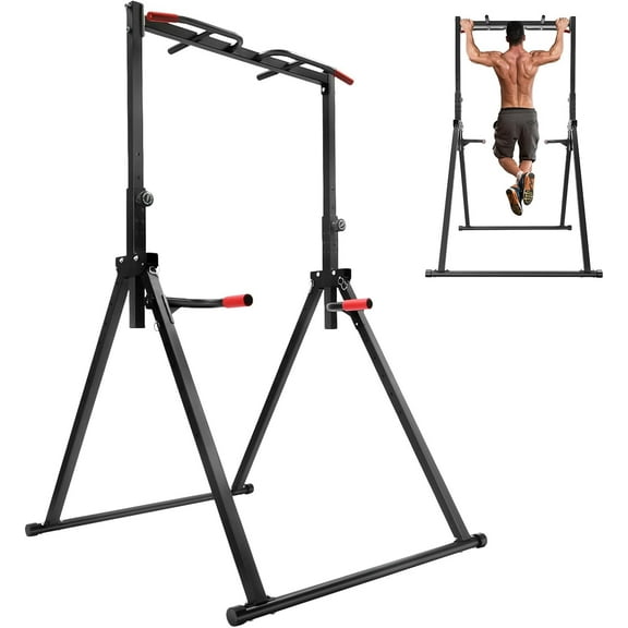 Pull Up Station Triangular Power Tower Pull Up Bar Adjustable Height Strength Training Fitness Equipment for Pull-Ups, Dips, Push-Ups & More