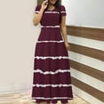 thumbnail image 2 of cfhntfmh Dress for Women Summer Short Sleeve Lounge Tunic Dress Classic Print Round Neck Comfy Maxi Dress, 2 of 5