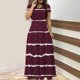 thumbnail image 2 of Vestido de Manga Corta para Mujeres Sexy Impreso Cuello en V Vestido Largo Delgado, Moda de las Señoras para la Primavera Y el Verano, 2 of 5