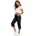 thumbnail image 5 of OIOLOYJM Capri Pants for Women with 6 Pockets Lightweight Quick Dry Gym Workout Hiking Summer Cargo Capris Drawstring Elastic Casual Travel 3/4 Pants Black S, 5 of 6